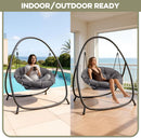 Hammock Hanging Chair with Stand Round-Shaped Swing Chair Indoor with Padded Cushion for Outdoor Bedroom Patio Balcony
