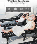 Aokia Plastic Lounge Chairs for Outside Set of 2 with Wheels & Cup Holder, Oversize HDPE 6-Position Chaise Lounge Outdoor Lounger for Patio & Pool.