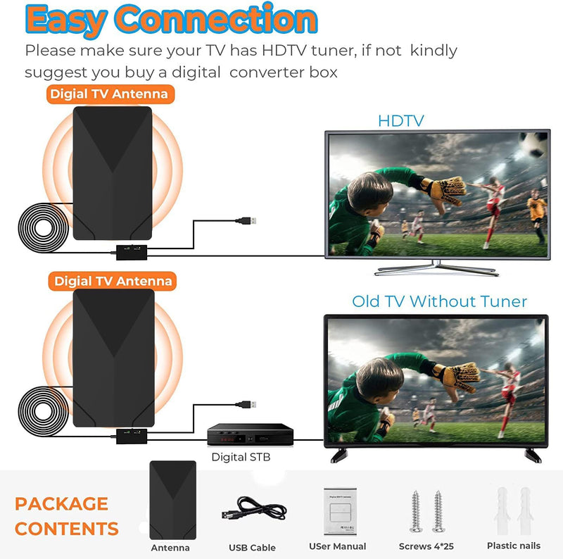 Digital HDTV Antenna for Free Over-The-Air Channels with G4 Smart Chip and 35ft Cable (Upgraded 2025 Model)