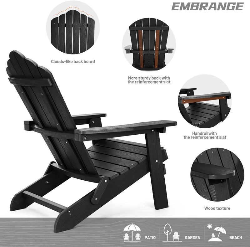 Folding Adirondack Chair, Foldable All-Weather Sturdy Adirondack Chair