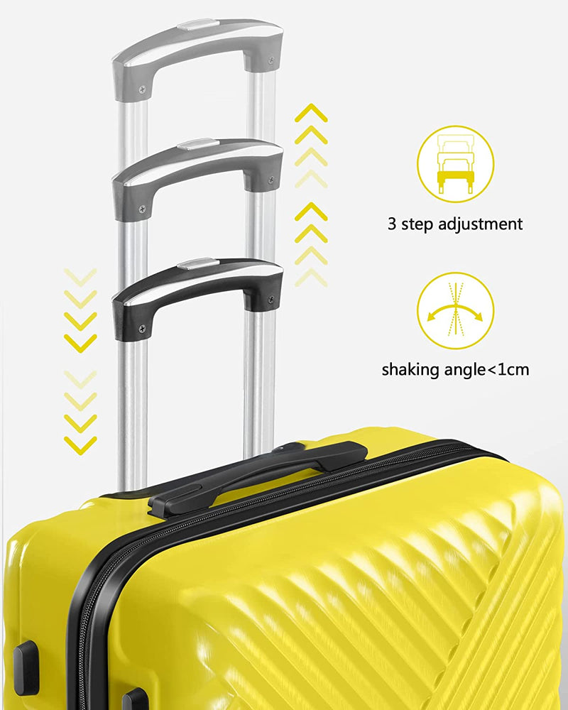 3-Piece Luggage Sets Expandable ABS + PC Hardside Spinner Suitcase Sets with TSA Lock Double Wheels, Yellow