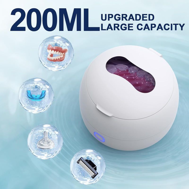 2025 Ultrasonic Retainer Cleaner Machine – 45kHz Retainer Cleaner for Night Guards, Mouth Guards, Dentures – 24W Dental Ultrasonic Cleaner with 4 Modes, 200ML – Great Gift for Braces Users