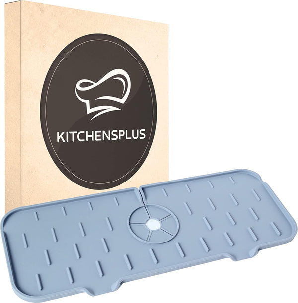 2PCS Silicone Faucet Mat for Kitchen, Upgraded Premium Silicone Splash Guard, Dish Soap Sponge Holder Sink Tray, Idea Gifts.