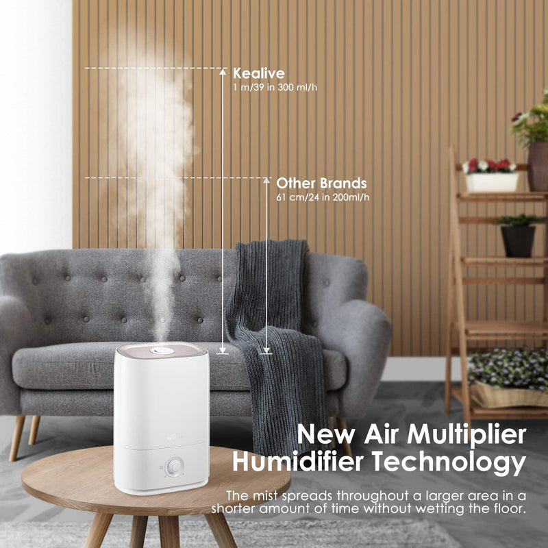 Large 5L Cool Mist Humidifier with Essential Oil Tray & 360° Nozzle