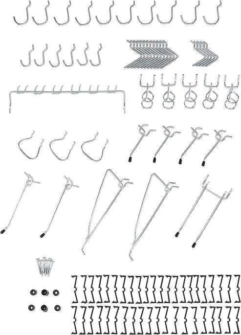 Pegboard Hooks and Organizer Assortment, Zinc Plated - 51 Pieces