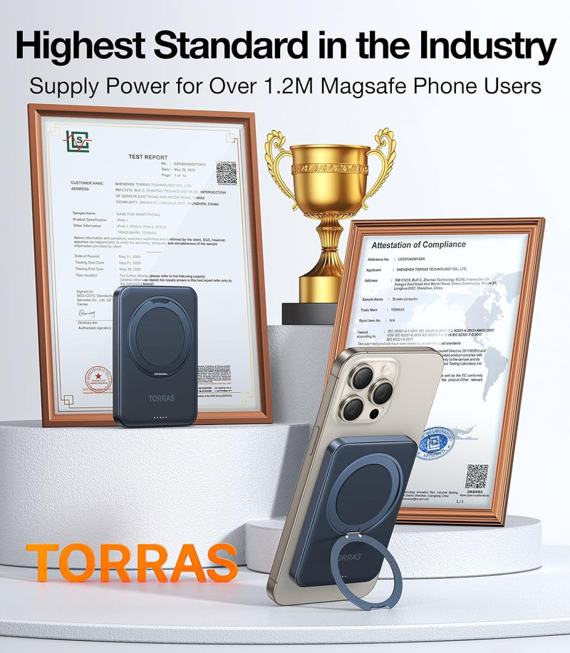 TORRAS 5,000mAh Magnetic Portable Charger Power Bank with Stand