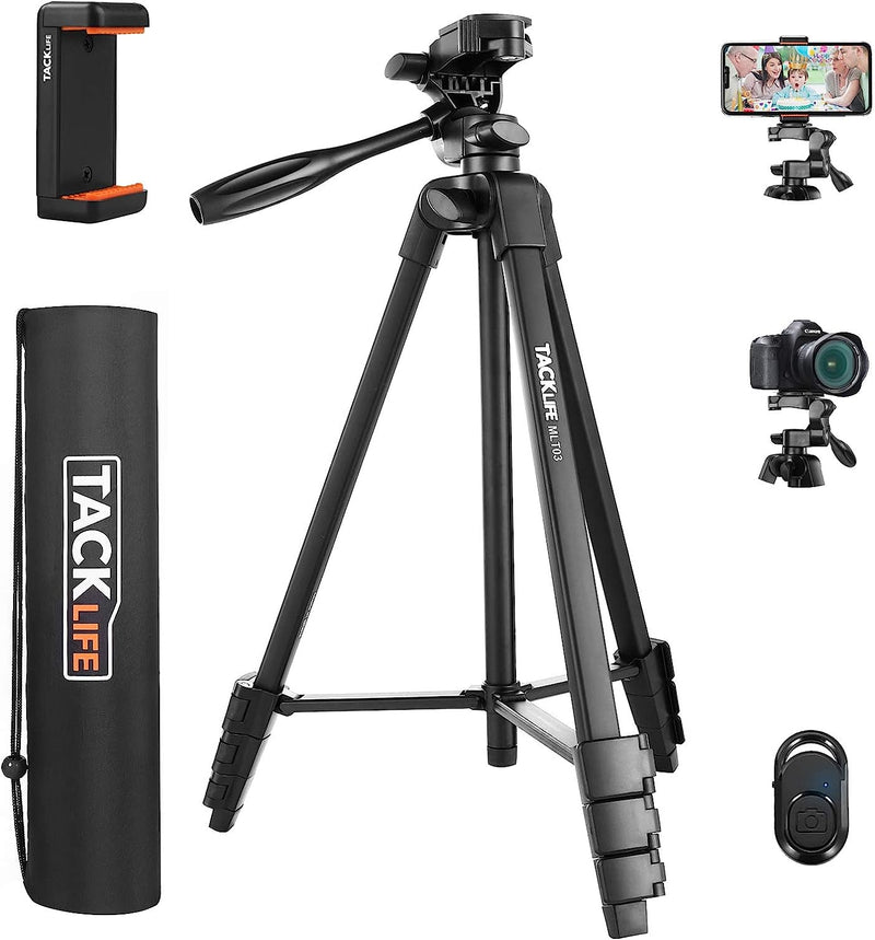 55" Lightweight Aluminum Tripod with Phone Holder and Bluetooth Remote MLT03