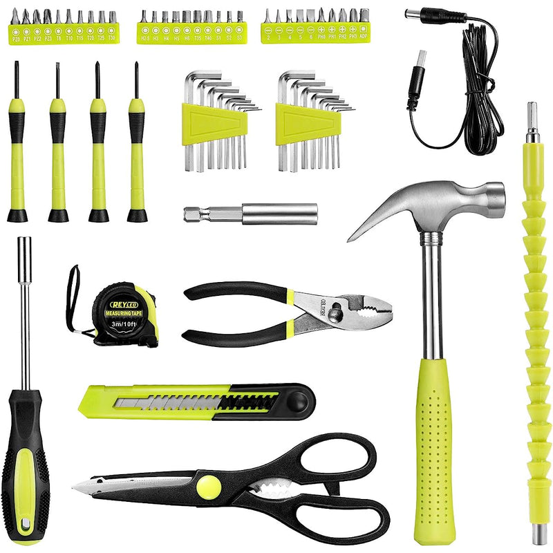 58-Piece Tool Kit with Rechargeable Electric Screwdriver, Tape Measure, Hammer and More + Storage Box
