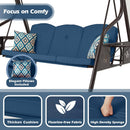 3-Seat Patio Porch Swing 800LBS Outdoor Swing with Stand w/Canopy & Adjustable Backrest Patio Glider Chair w/Removable Pillows & Foldable Side Tray for Balcony Garden Deck