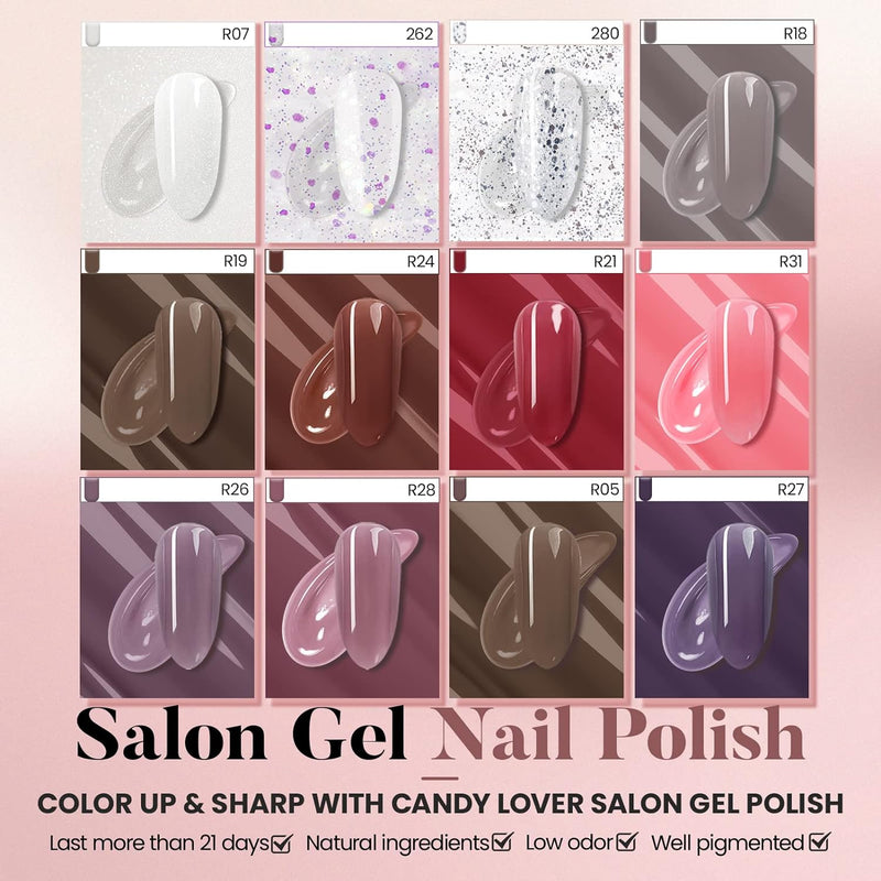 Gel Nail Polish Kit with UV LED Nail Lamp, 12 Colors Nail Gel Polish Set with 36W Nail Dryer and Storage Box