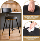 Bar Stools Set of 2 26 Inch Tall Counter Height Barstools with Backs Upholstered Bar Chairs for Kitchen Island Home Coffee Bar