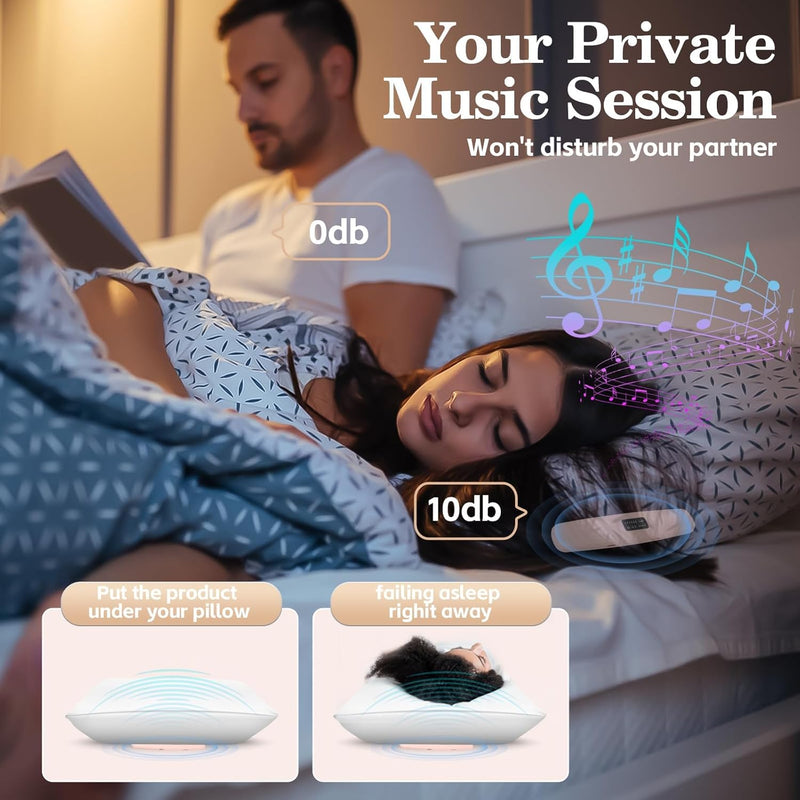 Private Pillow Speaker - Bluetooth Wireless Speaker for White Noise, Sleep Aid, Relaxation Under Pillow