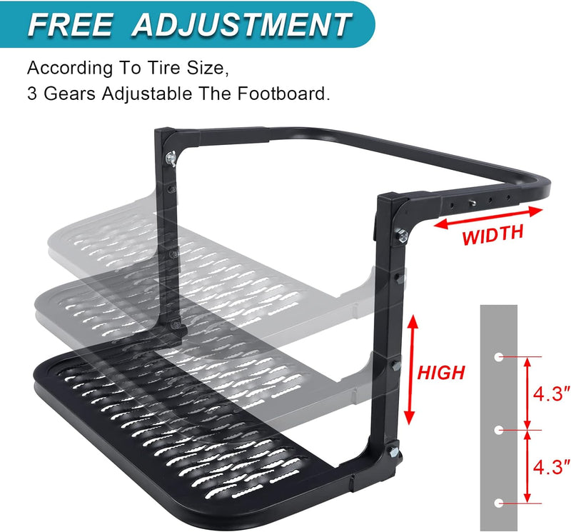 Folding Heavy Duty Tire Steps for Pickup Truck, SUV and RVs, Adjustable Tire Mounted Auto Step Fits Any Tire from 9" to 13", Rated up to 300 lbs