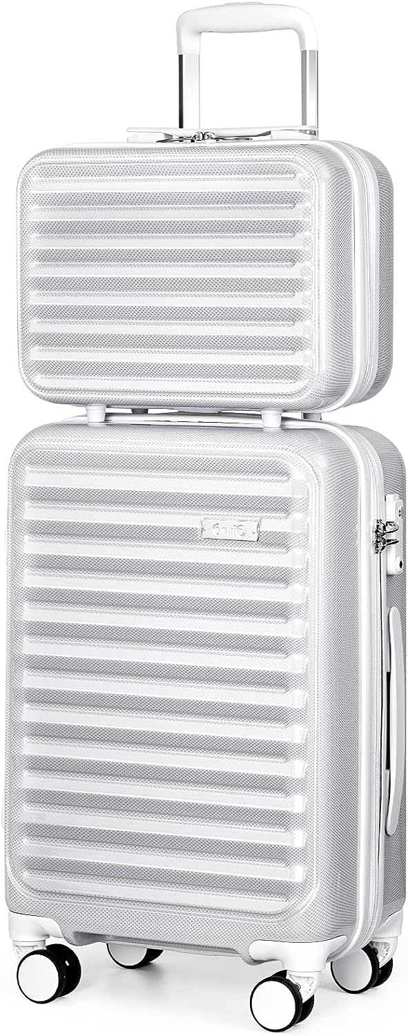 Luggage Suitcase ABS+PC Spinner suitcase with TSA Lock 20-inch Carry On with Cosmetic Case, 14"/20"