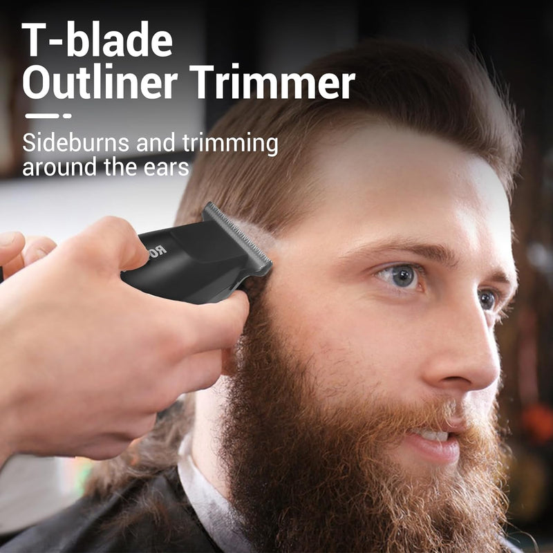 Professional Barber Set with Hair Clipper and Detail Trimmer + Attachments