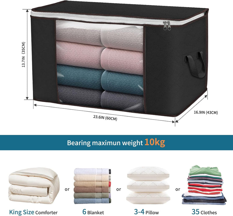 Large 90L Clothes Storage Bin Organizers with Durable Handles (3-Pack)