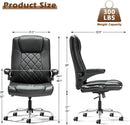 Executive Office Chair w/Flip-Up Arms Managerial Home Desk Chair w/Lumbar Support Adjustable PU Leather Ergonomic Computer Chair