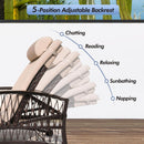 Outdoor Chaise Lounge Set of 2 Outdoor Wicker Rattan Patio Chairs Recliners with 5-Position Backrest & Thickened Cushions & Wheels for Backyard Pool Beach
