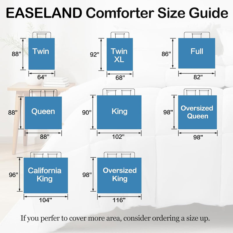 Twin Size Down Alternative Comforter, Quilted Duvet Insert for All Seasons, Soft Lightweight with Corner Tabs, Summer Winter Warm Bedding, White.