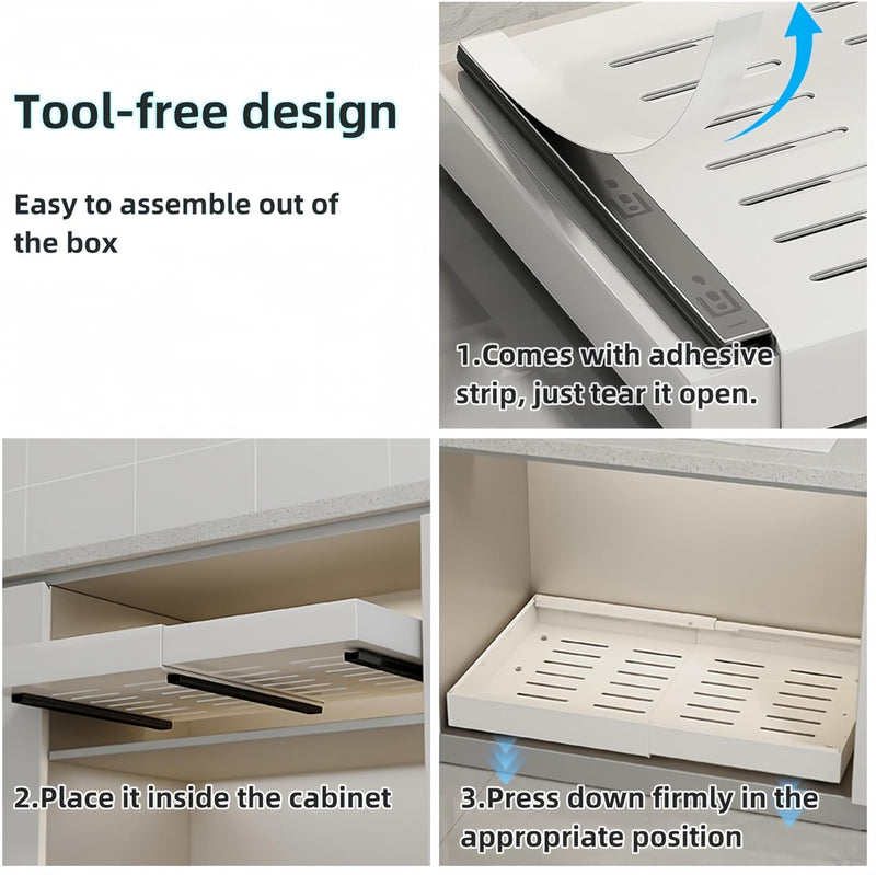 Pull out Cabinet Organizer, Expandable (12"-20.5") Heavy Duty Slide out Drawers for Kitchen Cabinet Organization