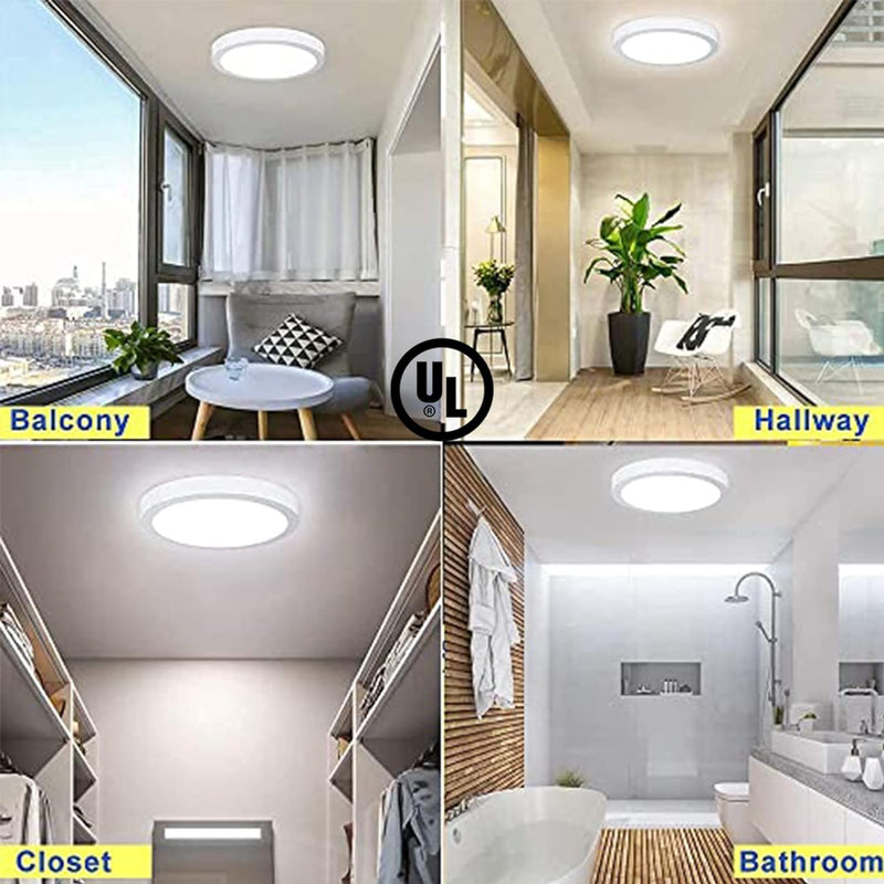 Modern LED Flush Mount Panel Ceiling Light, 1400LM 18W Round Surface Mounted Ceiling Lights 5000K Wall Light Fixture, 5 Packs