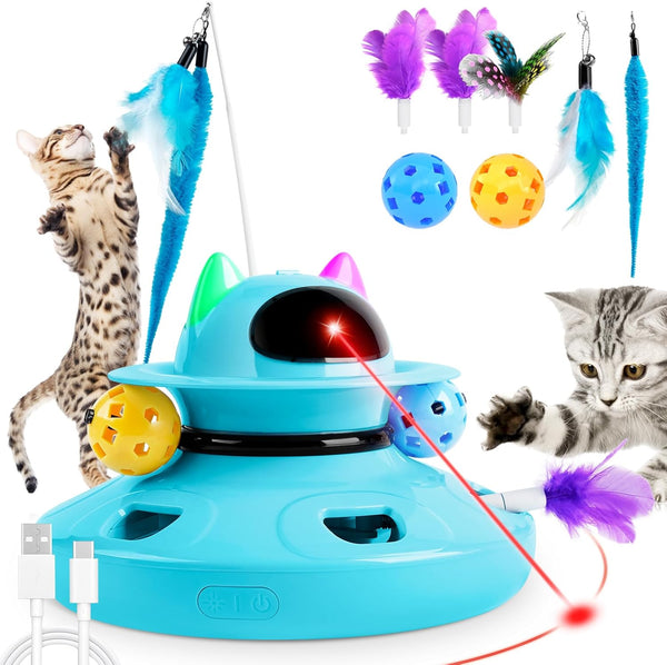 4-in-1 Interactive Rechargeable Automatic Cat Toy with Laser, Whack-A-Mole, Track Ball