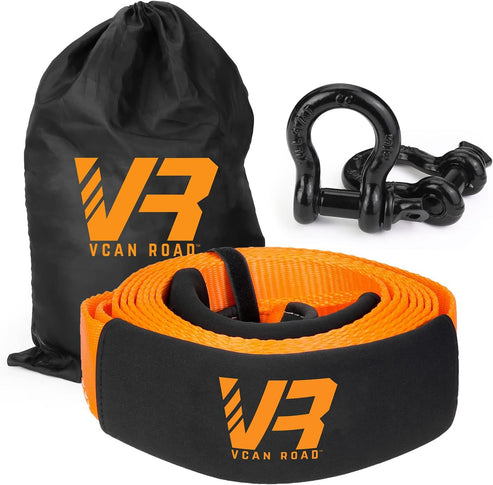 Heavy Duty Nylon Tow Strap with Hooks for Vehicle Recovery up to 20,000lbs Capacity