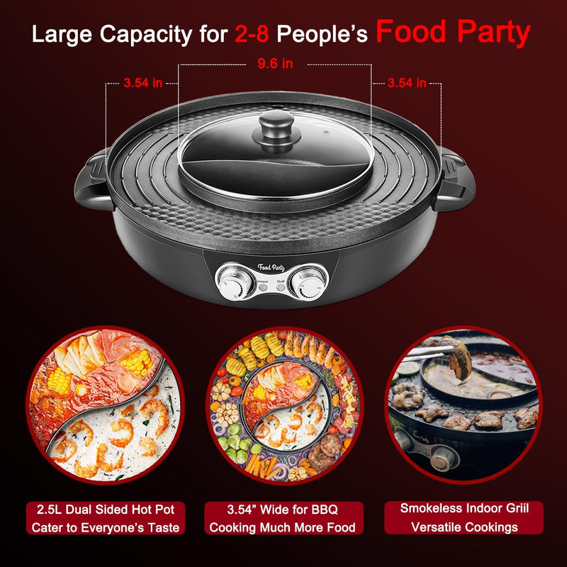Electric Hot Pot Soup Pots, Stainless Steel, Non Stick, Smokeless