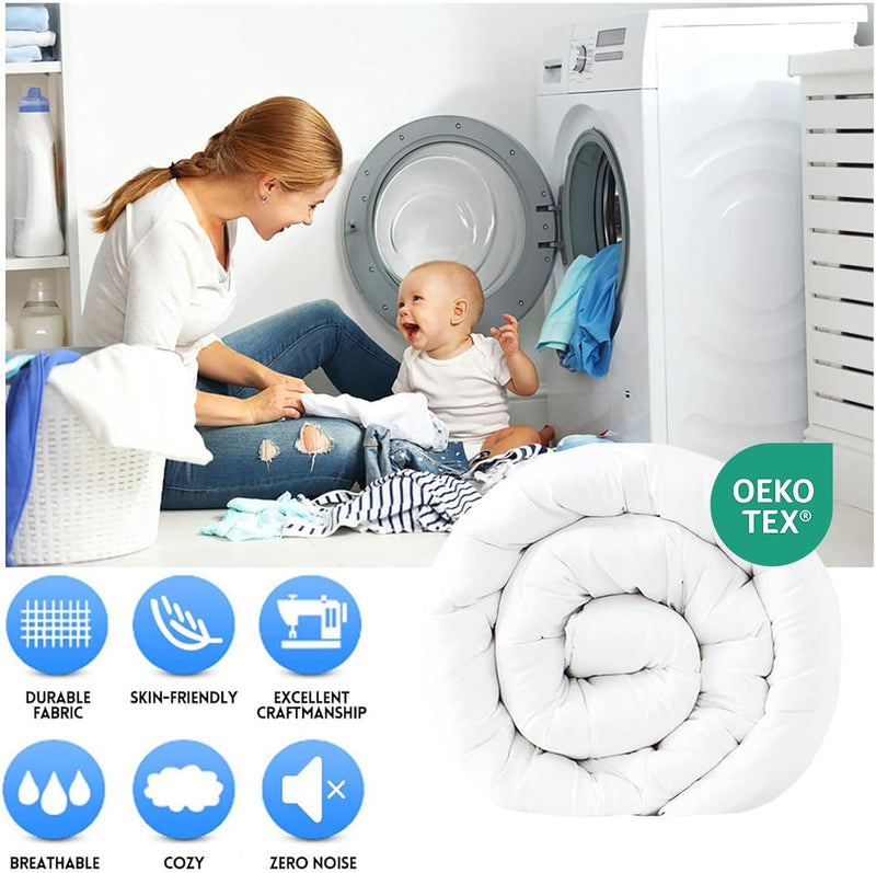Twin Size Down Alternative Comforter, Quilted Duvet Insert for All Seasons, Soft Lightweight with Corner Tabs, Summer Winter Warm Bedding, White.
