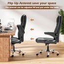 Executive Office Chair w/Flip-Up Arms Managerial Home Desk Chair w/Lumbar Support Adjustable PU Leather Ergonomic Computer Chair