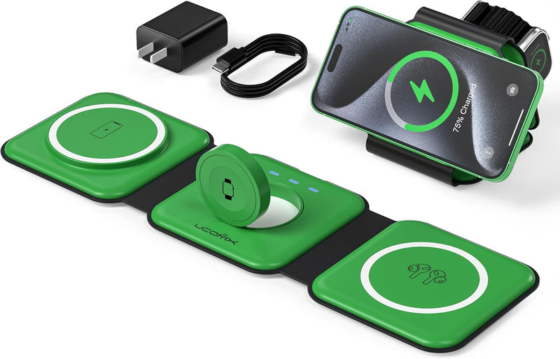 Foldable 3-in-1 Wireless Charging Station for Multiple Devices