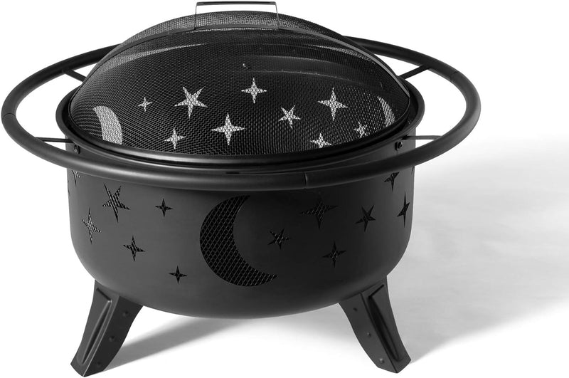 Amazon Basics Moon & Star Wood Burning Fire Pit with Mesh Spark Screen