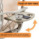 Heavy Duty 900 LBS Porch Swing Chair 3-Person Outdoor Rattan Patio Swing Lounge w/Cup-Holder & Steel Chains Wicker Hanging Bench Porch Swing Cushions for Deck & Backyard & Garden