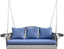 Wicker Porch Swing Heavy Duty 900 LBS 3-Seat Outdoor Patio Swing Chair with Cushions & 8.9ft Chains Outdoor Hanging Bench with Upgraded Cup Holders for Garden Deck Backyard