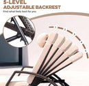 Patio Chaise Lounge Chairs Set of 2 Wicker Pool Lounge Chairs Outdoor with 5 Adjustable Back & Removable Cushion & Tray Tanning Chair Sun Loungers for Patio Poolside Deck Beach