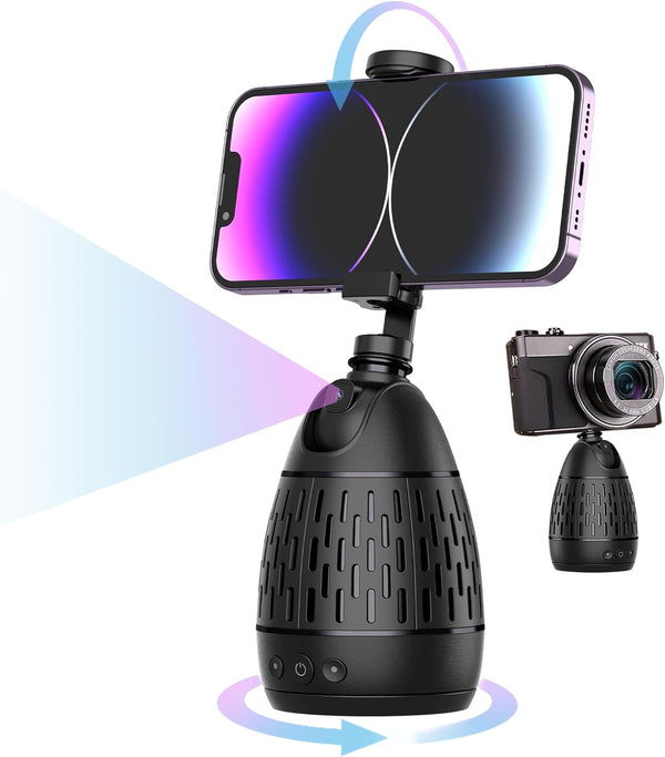 Auto Face Tracking Tripod 360 Rotation, AI Smart Motion Recognition, Built in Camera for Remote Recording