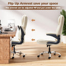 Executive Office Chair w/Flip-Up Arms Managerial Home Desk Chair w/Lumbar Support Adjustable PU Leather Ergonomic Computer Chair