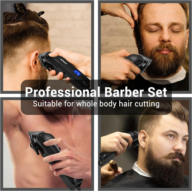 Professional Barber Set with Hair Clipper and Detail Trimmer + Attachments