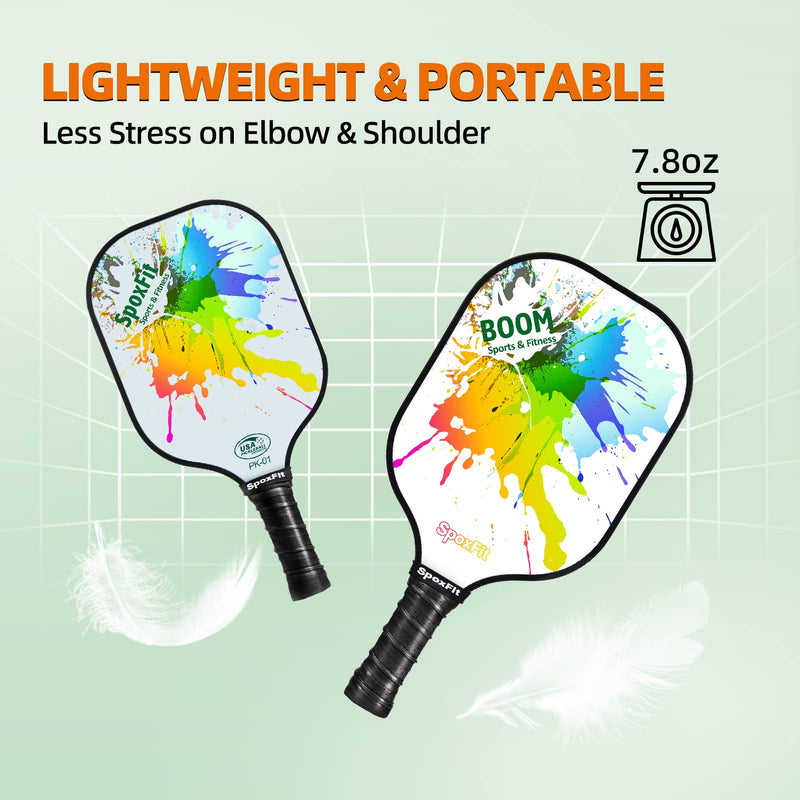 Pickleball Paddles Set of 2, USAPA Approved, Lightweight Pickleball Rackets, Fiberglass Pickleball Racquet with Cushion Comfort Grip, 4 Pickleballs, Carry Bag, Grip Tapes, Gifts for Men Women