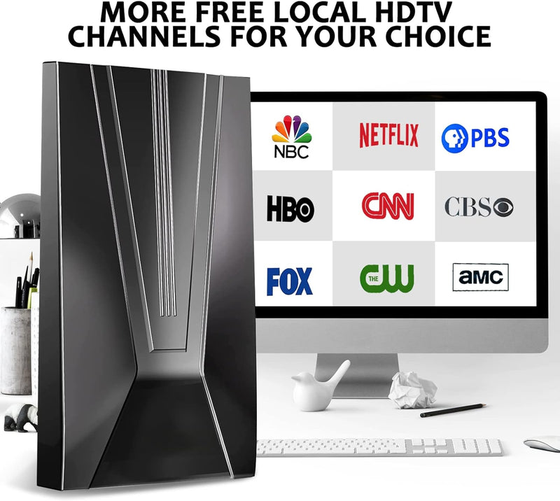 HDTV Antenna with 580+ Miles Range and 36ft Coax Cable for Free HD Channels