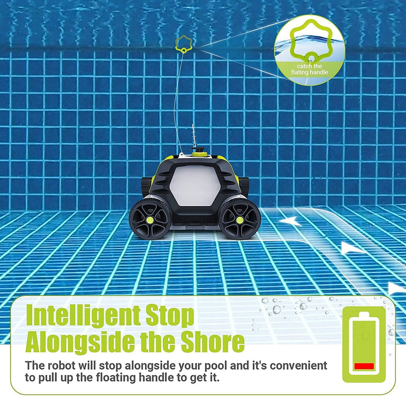 Robotic Pool Cleaner, Cordless Automatic Pool Cleaner with 5000mAh Rechargeable Battery, 90 Mins Working Time, IPX8 Waterproof, Ideal for In-Ground/Above Ground Swimming Pool