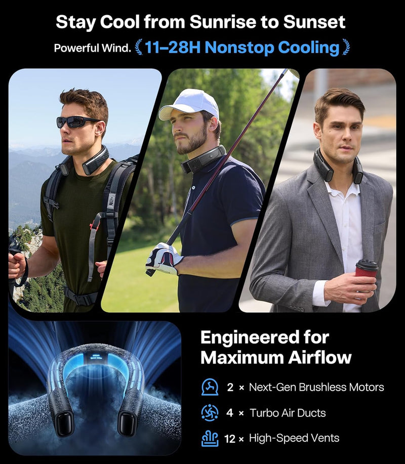 COOLIFY 2 Neck Air Conditioner, Portable Personal Cooler Neck Fan,Portable Personal Cooler and Heater Strong Wind,Idea Gifts for Women & Men