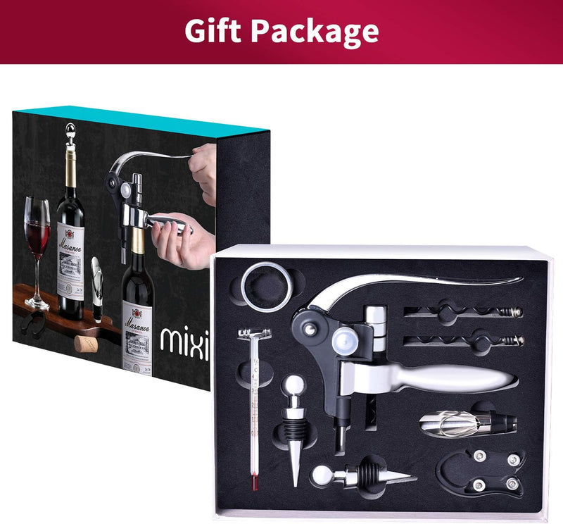 9-Piece Wine Opener Set with Corkscrew, Foil Cutter, Thermometer, Stop