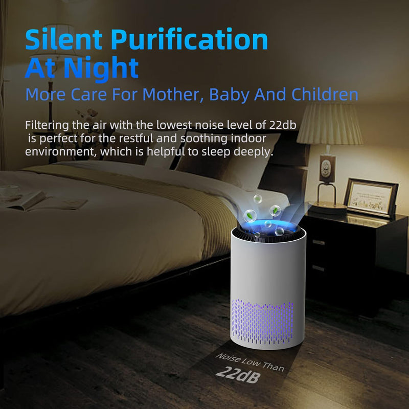 Air Purifier for Home with Dual Channel 360° Air Intake - Removes Smoke, Pollen, Dander, Hair, Odors