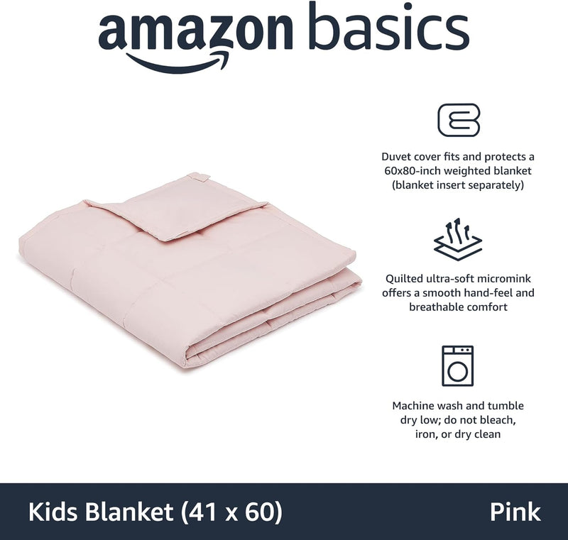 Amazon Basics Kids Cotton Weighted Blanket - 7-Pound, 41" x 60", Pink