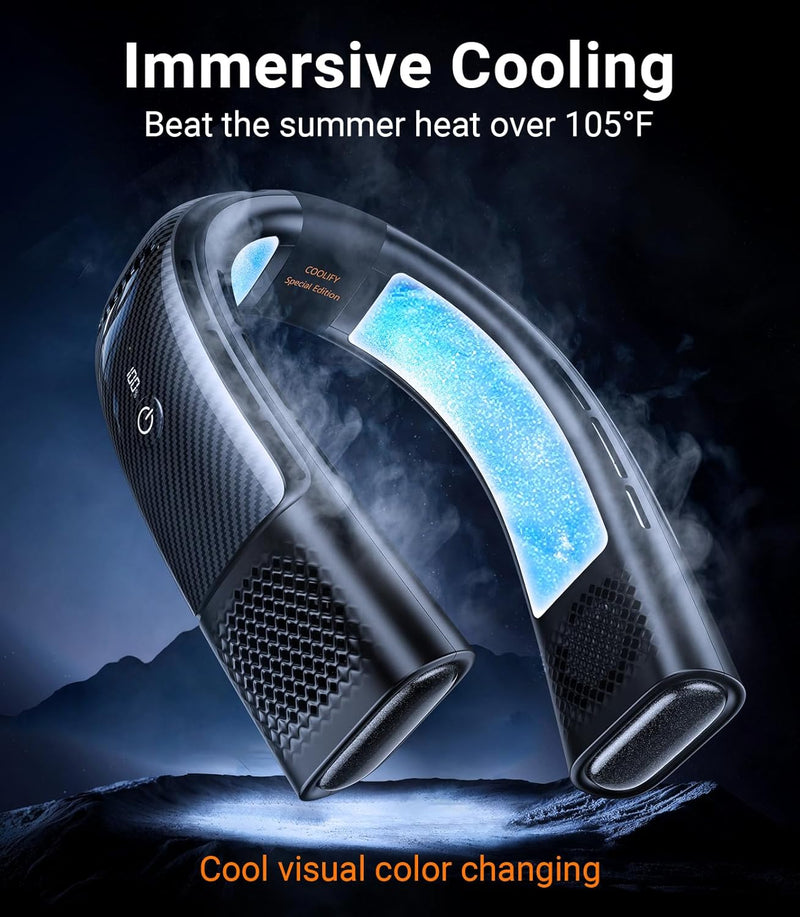COOLIFY 2 Neck Air Conditioner, Portable Personal Cooler Neck Fan,Portable Personal Cooler and Heater Strong Wind,Idea Gifts for Women & Men
