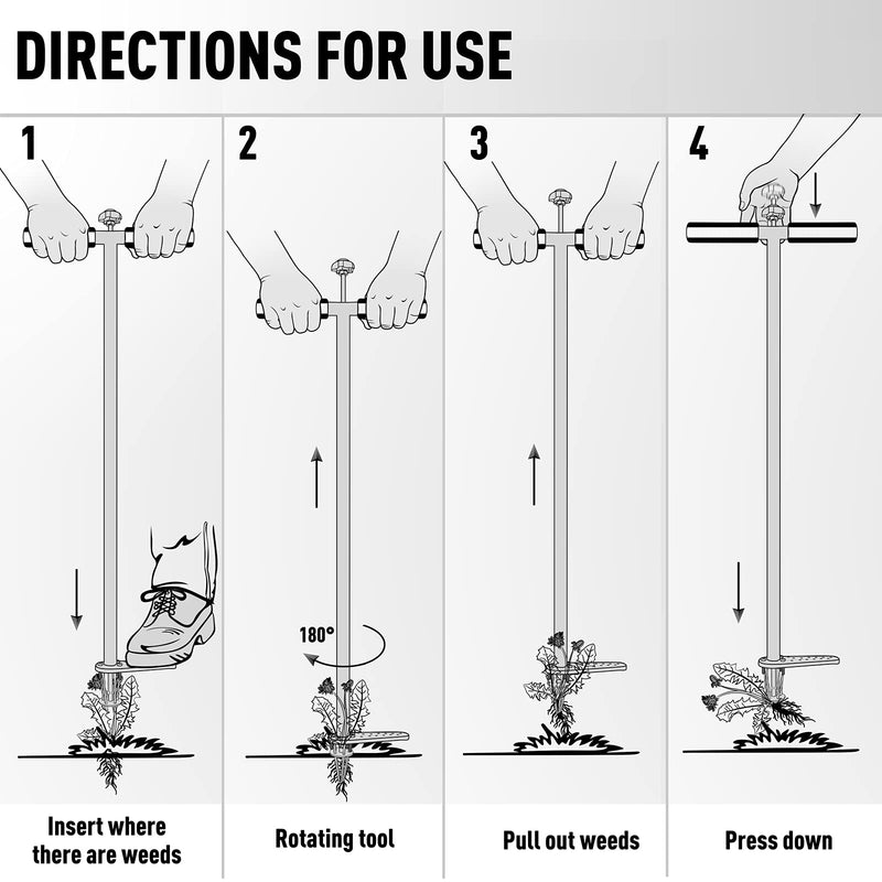 Hortem Stand UP Weed Puller, 93cm Root Removal Tool, Long Handle Weeder with Durable Foot Plate, Garden Weeding Hand Tool Dandelion Puller