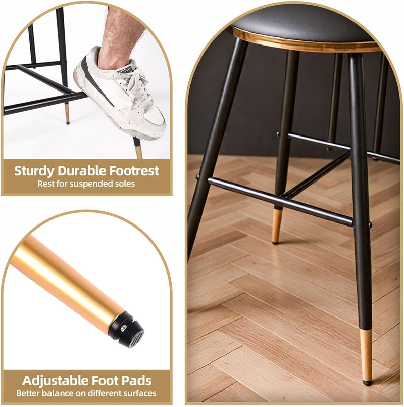 Bar Stools Set of 2 26 Inch Tall Counter Height Barstools with Backs Upholstered Bar Chairs for Kitchen Island Home Coffee Bar