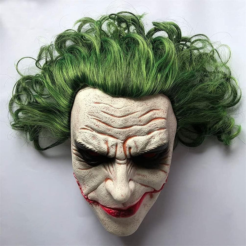 The Joker Latex Halloween Cosplay Mask with Green Hair