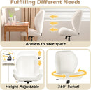 Cross Legged Chair Armless Office Chair with Wheels Wide Desk Chair with Tall Back Comfy Vanity Chair with Stress Relief Curved Design Seat Criss Cross Chair for Bedroom & Office & Home